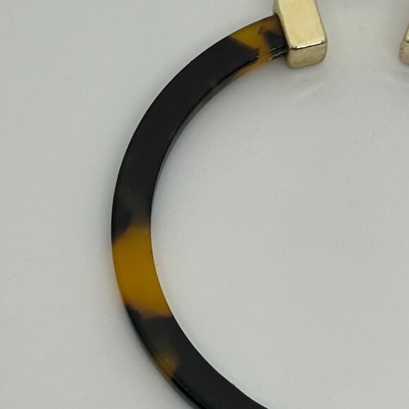 Faux Tortoise Acrylic Hoop Earrings With Silver-Tone Accents Statement 2 inches - Picture 8 of 15